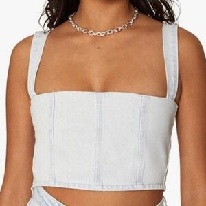 We Wore What Light Weight Icy Wash Denim Cotton Bustier
